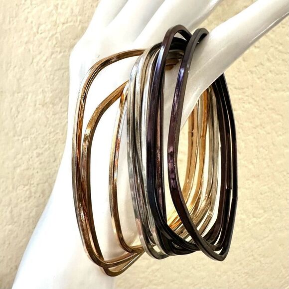 12 tri color bangle bracelet set - Picture 5 of 6